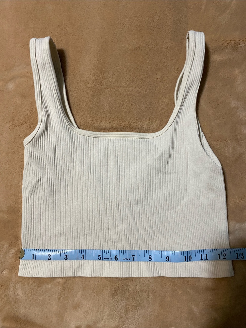 OQQ Cream Ribbed Cropped Tank Top Sz S